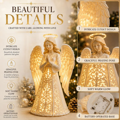 Illuminated Christmas Angel Statue – Glowing Guardian LED Light