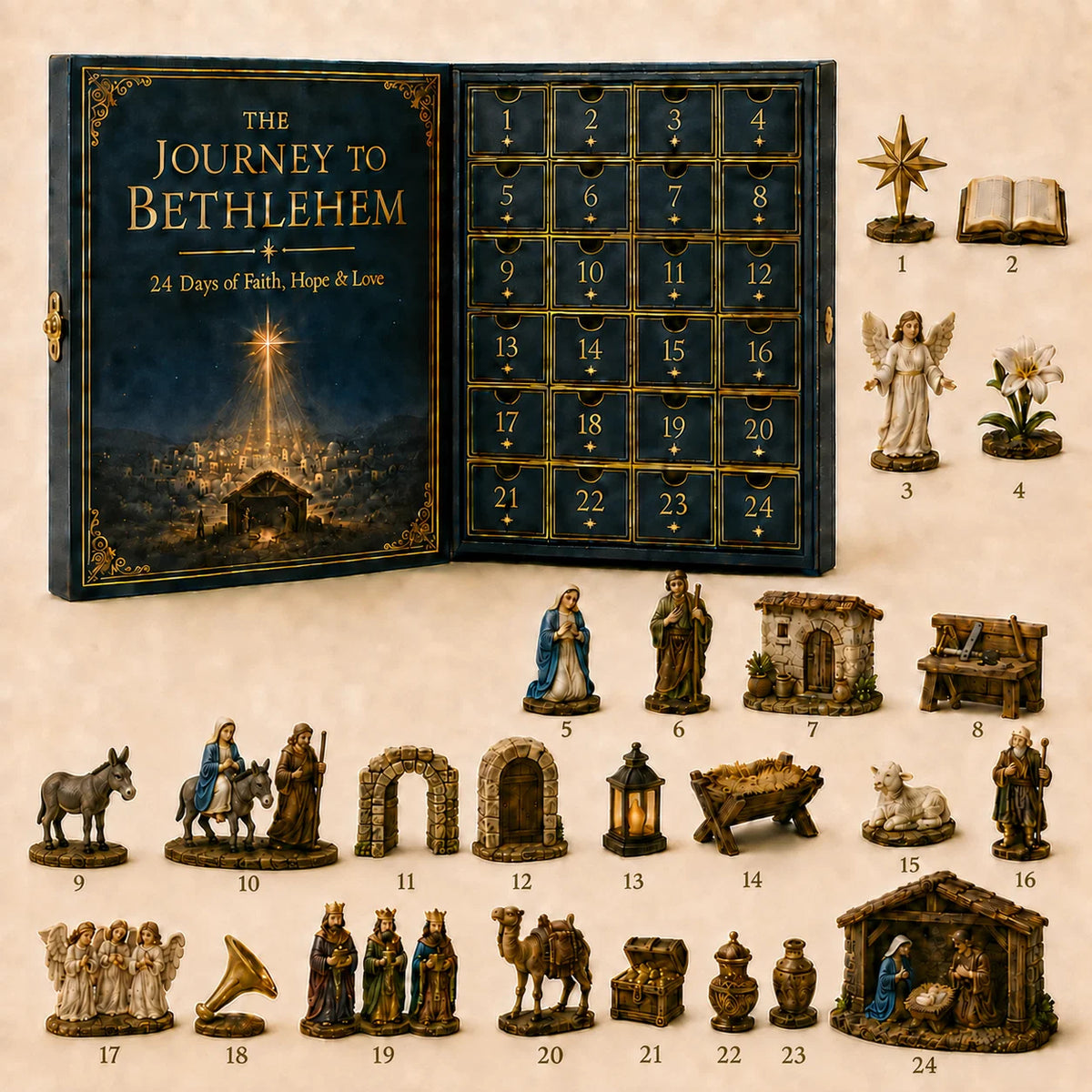2026 Journey to Bethlehem Advent Calendar – 24 Nativity Treasures