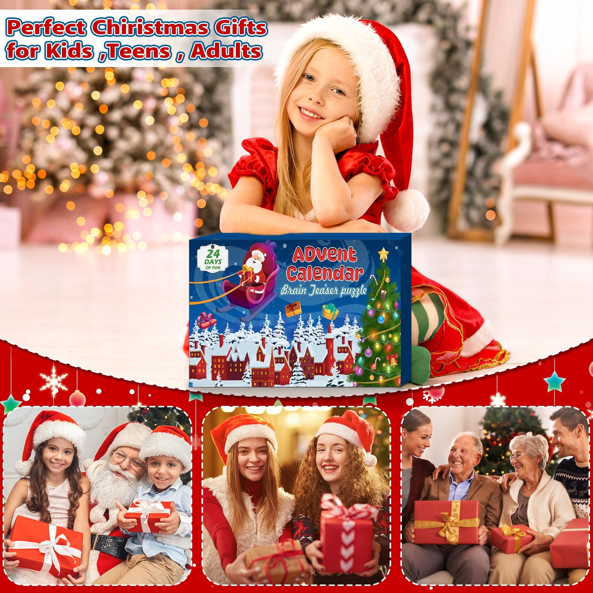 Advent Calendar 2026 Brain Teaser - 24 Days Christmas Countdown for Kids