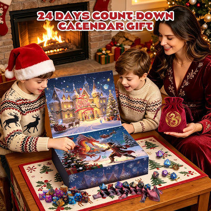 Advent Calendar 2026 DND Dice Set with 3D Printed Dargon, Dice Tower, Sword