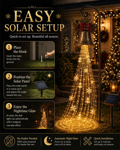 Christmas Bell Solar Cascade Light – Outdoor LED Yard Decoration