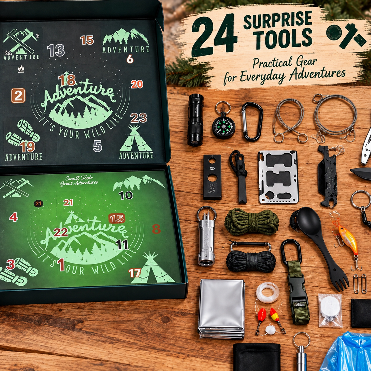 Survival Tool Advent Calendar, 24 Day Outdoor Gear Christmas Countdown