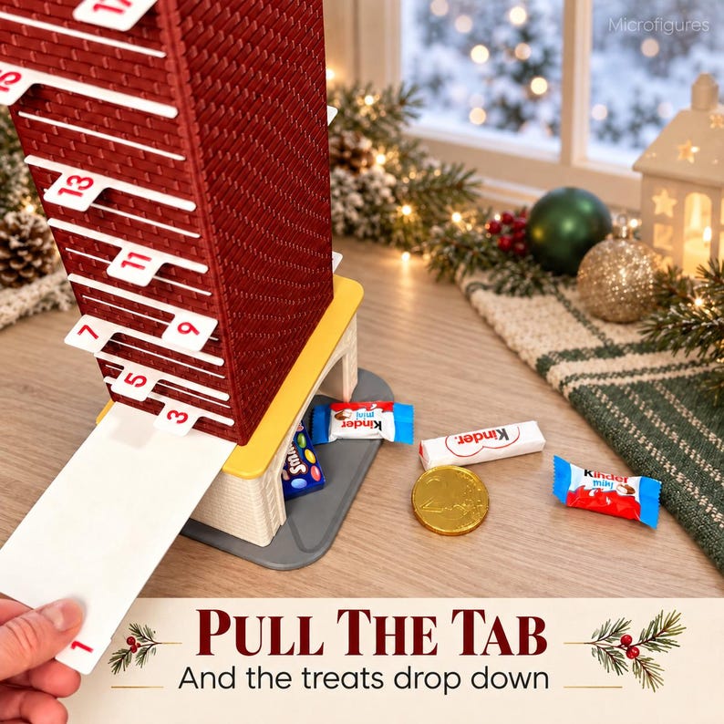 Red calendar numbered pull tab detail