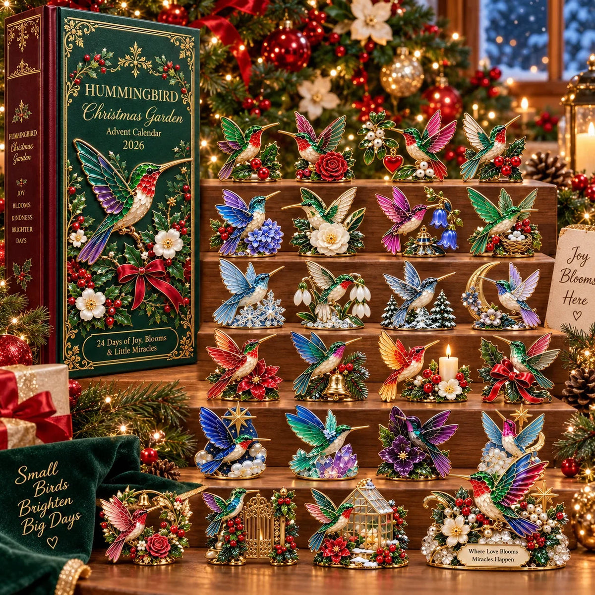Hummingbird Christmas Garden Advent Calendar 2026 - 24 Decorative Miniatures - product view 0