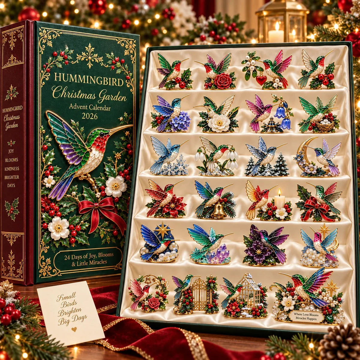 Hummingbird Christmas Garden Advent Calendar 2026 - 24 Decorative Miniatures - product view 1