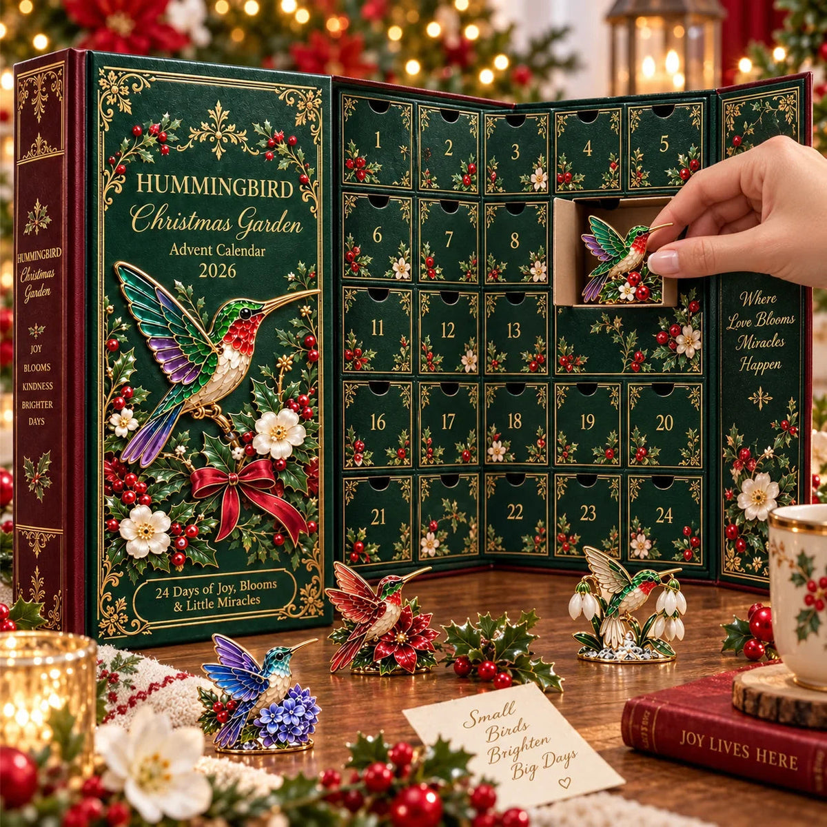 Hummingbird Christmas Garden Advent Calendar 2026 - 24 Decorative Miniatures - product view 2
