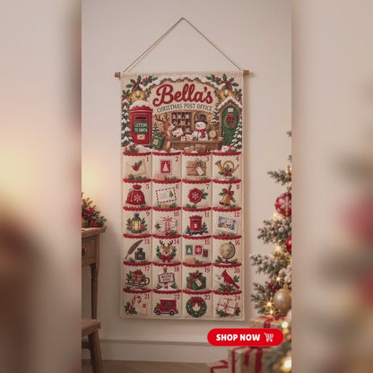 Personalized Christmas Advent Calendar – 24-Pocket Holiday Banner