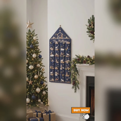 Personalized Nativity Advent Calendar – 24-Pocket Christmas Hanging