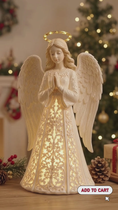 Illuminated Christmas Angel Statue – Glowing Guardian LED Light