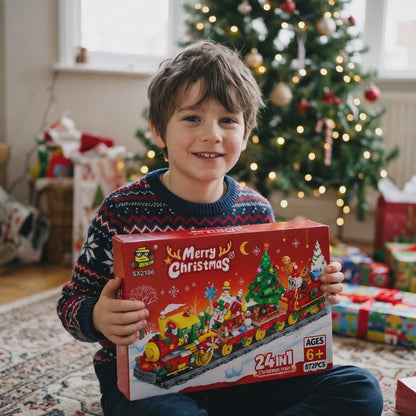 Christmas Train Building Blocks – 24-in-1 Holiday Countdown Set