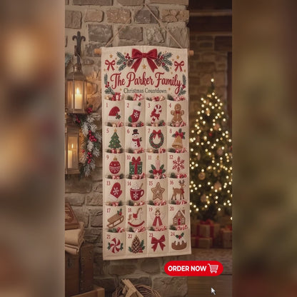 Custom Family Christmas Advent Calendar – 24 Fillable Pockets