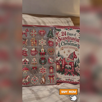 Scandinavian Christmas Advent Calendar, 24 Nordic Folk Ornaments, Swedish Holiday Decor