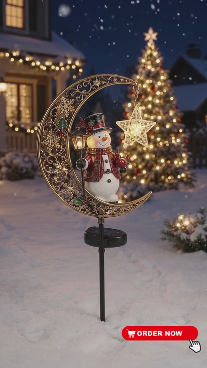 Solar Christmas Crescent Moon Garden Lights – 6 Festive Designs