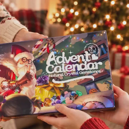 24-Day Crystal Advent Calendar, Natural Gemstone Christmas Countdown Gift