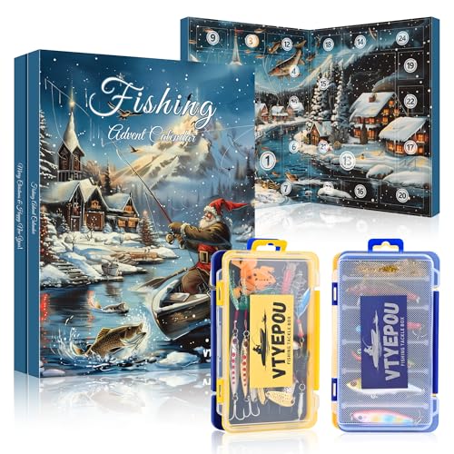Fishing Advent Calendar 2026, 24 Day Fishing Lures Kit, Christmas Countdown Tackle Box