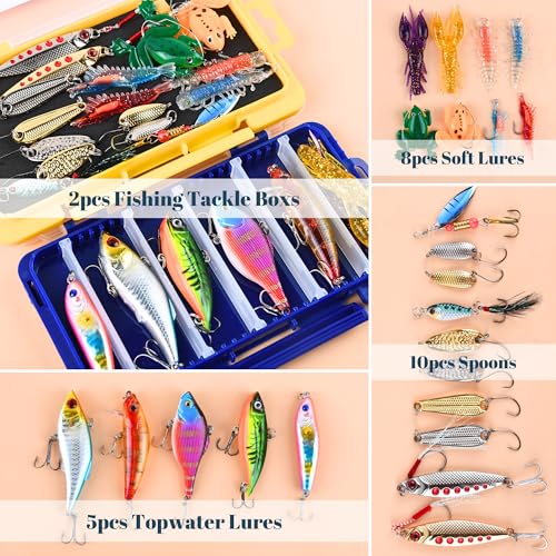 Fishing Advent Calendar 2026, 24 Day Fishing Lures Kit, Christmas Countdown Tackle Box