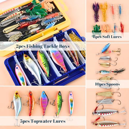Fishing Advent Calendar 2026, 24 Day Fishing Lures Kit, Christmas Countdown Tackle Box